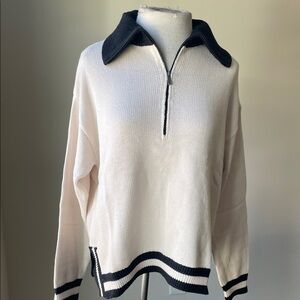 Z Supply Black and Cream Turtleneck Sweater